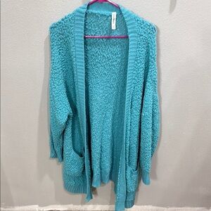 Cozy teal Open-Front Sweater